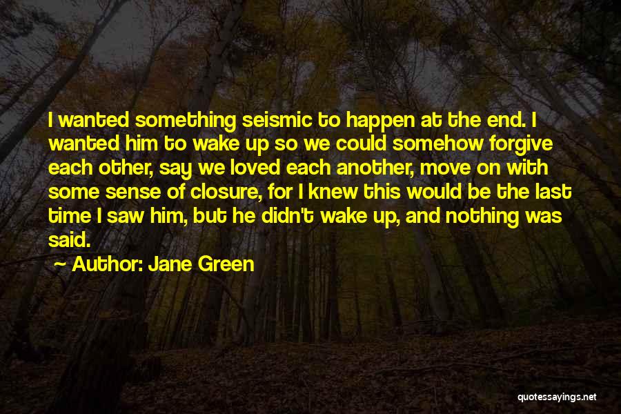 Jane Green Quotes: I Wanted Something Seismic To Happen At The End. I Wanted Him To Wake Up So We Could Somehow Forgive