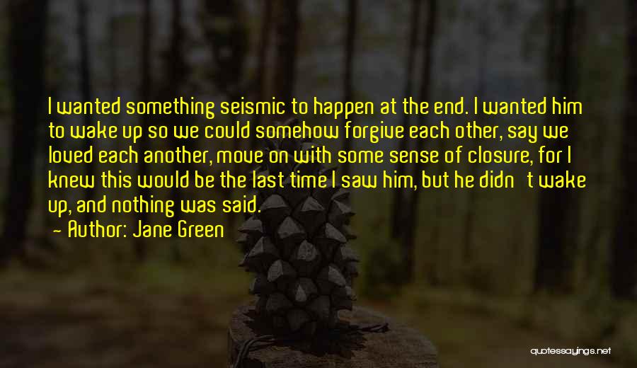 Jane Green Quotes: I Wanted Something Seismic To Happen At The End. I Wanted Him To Wake Up So We Could Somehow Forgive