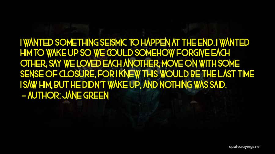 Jane Green Quotes: I Wanted Something Seismic To Happen At The End. I Wanted Him To Wake Up So We Could Somehow Forgive