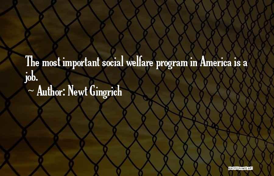 Newt Gingrich Quotes: The Most Important Social Welfare Program In America Is A Job.
