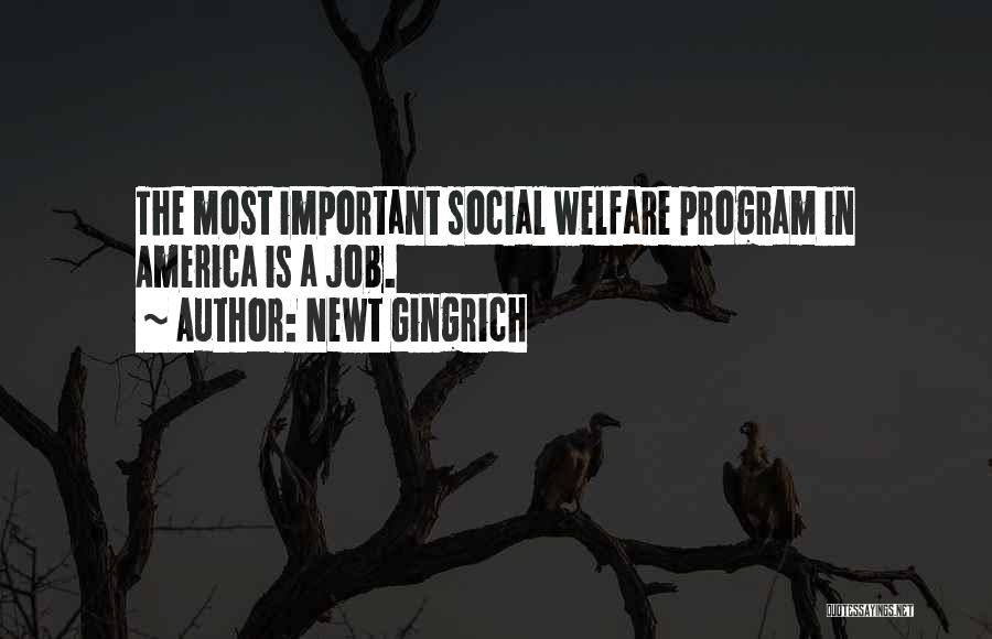 Newt Gingrich Quotes: The Most Important Social Welfare Program In America Is A Job.