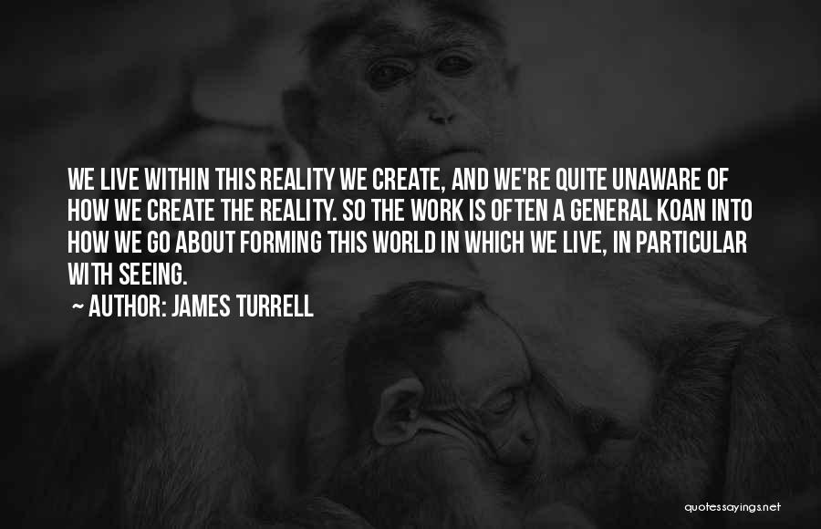 James Turrell Quotes: We Live Within This Reality We Create, And We're Quite Unaware Of How We Create The Reality. So The Work