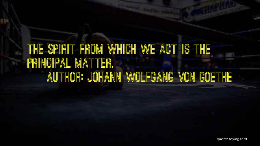 Johann Wolfgang Von Goethe Quotes: The Spirit From Which We Act Is The Principal Matter.