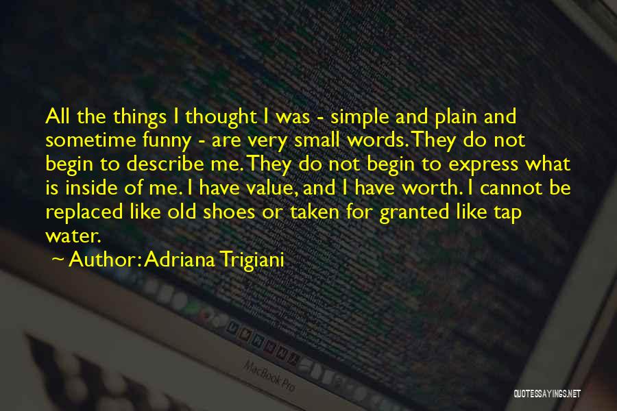 Adriana Trigiani Quotes: All The Things I Thought I Was - Simple And Plain And Sometime Funny - Are Very Small Words. They