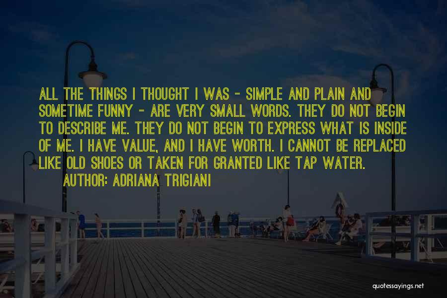 Adriana Trigiani Quotes: All The Things I Thought I Was - Simple And Plain And Sometime Funny - Are Very Small Words. They