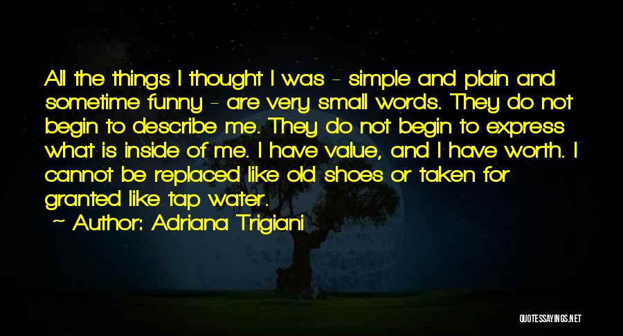 Adriana Trigiani Quotes: All The Things I Thought I Was - Simple And Plain And Sometime Funny - Are Very Small Words. They