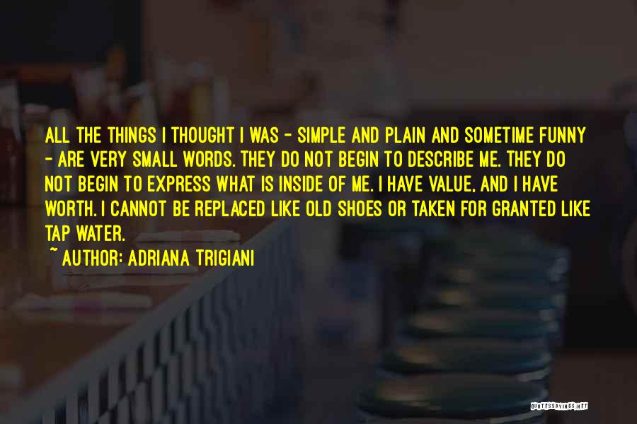 Adriana Trigiani Quotes: All The Things I Thought I Was - Simple And Plain And Sometime Funny - Are Very Small Words. They