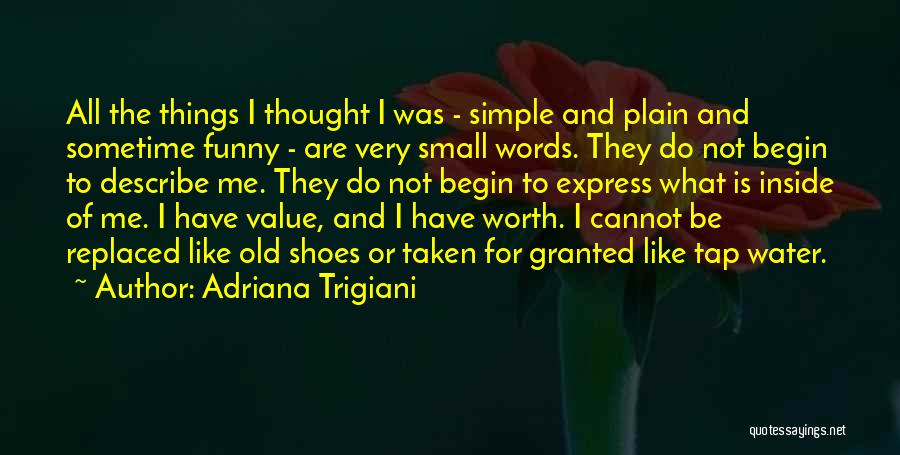 Adriana Trigiani Quotes: All The Things I Thought I Was - Simple And Plain And Sometime Funny - Are Very Small Words. They