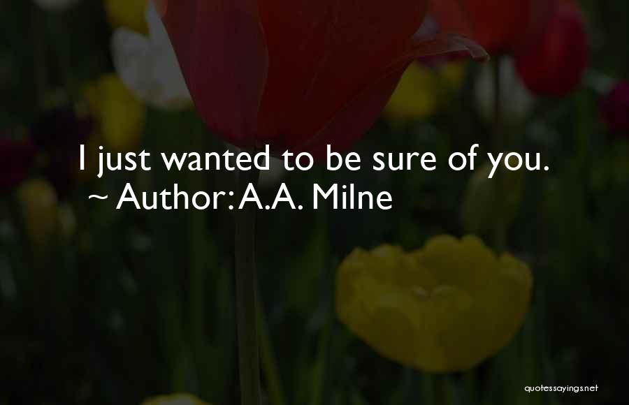 A.A. Milne Quotes: I Just Wanted To Be Sure Of You.