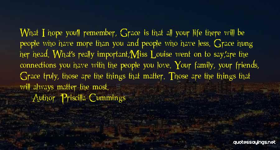 Priscilla Cummings Quotes: What I Hope You'll Remember, Grace-is That All Your Life There Will Be People Who Have More Than You-and People