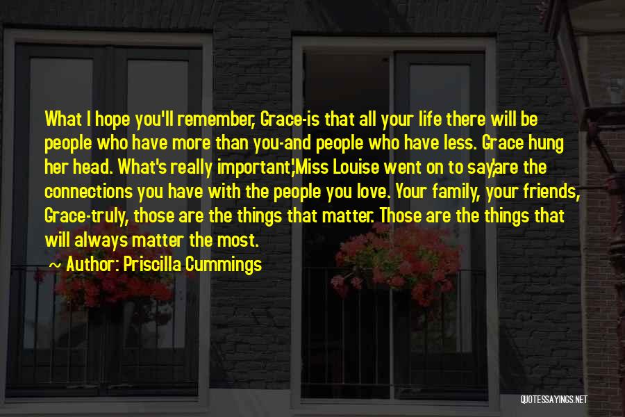 Priscilla Cummings Quotes: What I Hope You'll Remember, Grace-is That All Your Life There Will Be People Who Have More Than You-and People