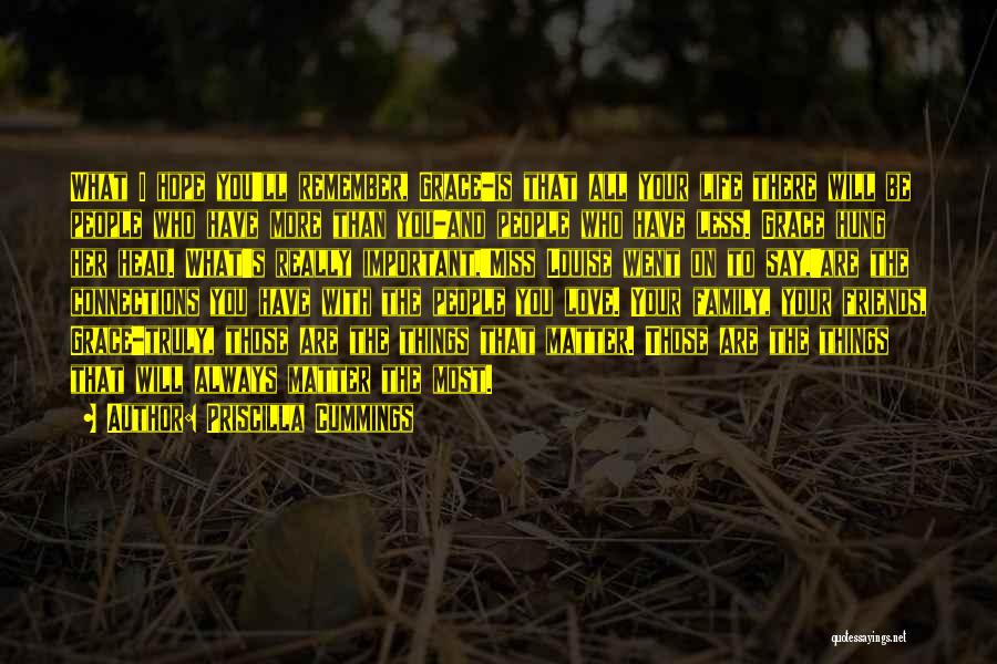 Priscilla Cummings Quotes: What I Hope You'll Remember, Grace-is That All Your Life There Will Be People Who Have More Than You-and People