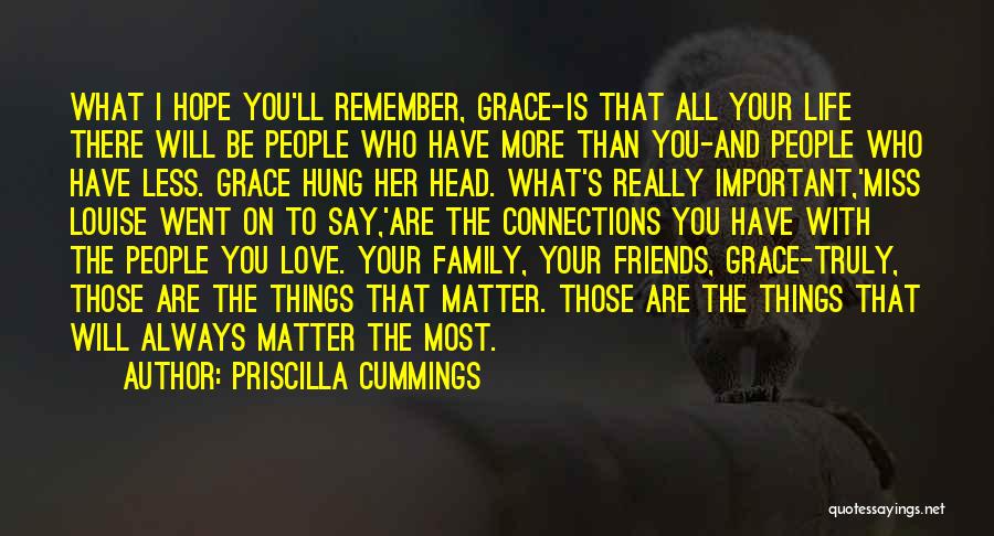 Priscilla Cummings Quotes: What I Hope You'll Remember, Grace-is That All Your Life There Will Be People Who Have More Than You-and People