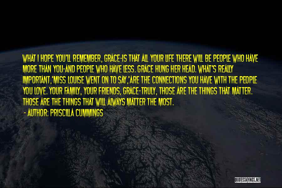 Priscilla Cummings Quotes: What I Hope You'll Remember, Grace-is That All Your Life There Will Be People Who Have More Than You-and People