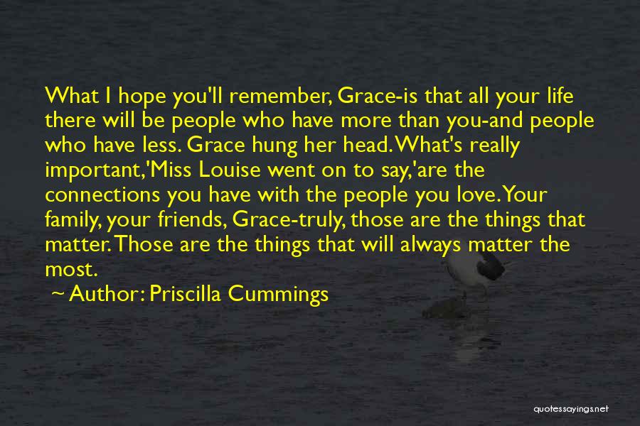 Priscilla Cummings Quotes: What I Hope You'll Remember, Grace-is That All Your Life There Will Be People Who Have More Than You-and People