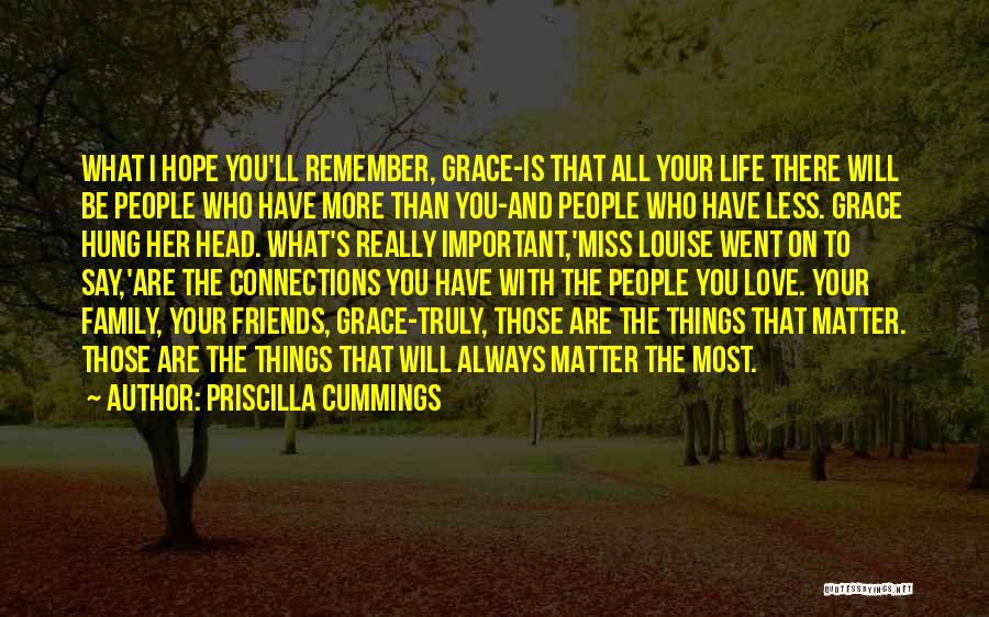 Priscilla Cummings Quotes: What I Hope You'll Remember, Grace-is That All Your Life There Will Be People Who Have More Than You-and People