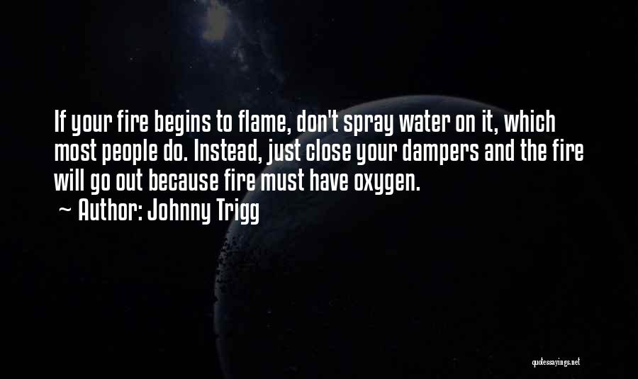 Johnny Trigg Quotes: If Your Fire Begins To Flame, Don't Spray Water On It, Which Most People Do. Instead, Just Close Your Dampers