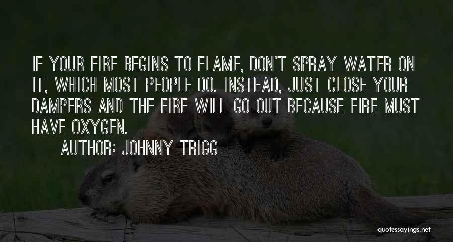 Johnny Trigg Quotes: If Your Fire Begins To Flame, Don't Spray Water On It, Which Most People Do. Instead, Just Close Your Dampers