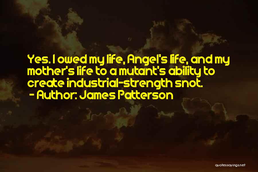 James Patterson Quotes: Yes. I Owed My Life, Angel's Life, And My Mother's Life To A Mutant's Ability To Create Industrial-strength Snot.