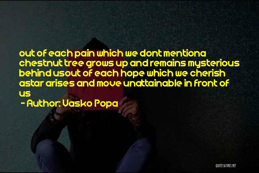 Vasko Popa Quotes: Out Of Each Pain Which We Dont Mentiona Chestnut Tree Grows Up And Remains Mysterious Behind Usout Of Each Hope