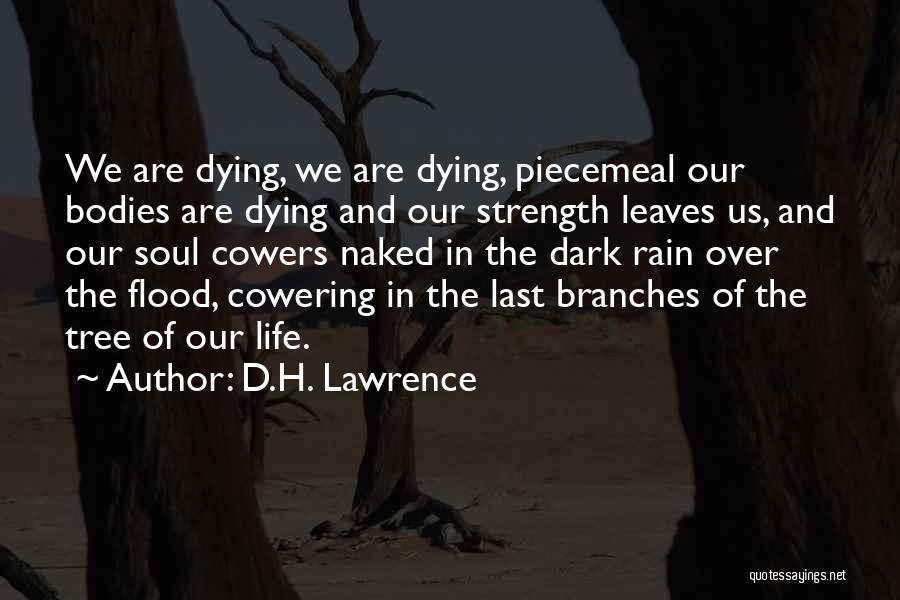 D.H. Lawrence Quotes: We Are Dying, We Are Dying, Piecemeal Our Bodies Are Dying And Our Strength Leaves Us, And Our Soul Cowers