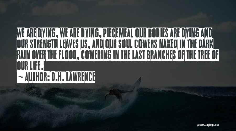 D.H. Lawrence Quotes: We Are Dying, We Are Dying, Piecemeal Our Bodies Are Dying And Our Strength Leaves Us, And Our Soul Cowers