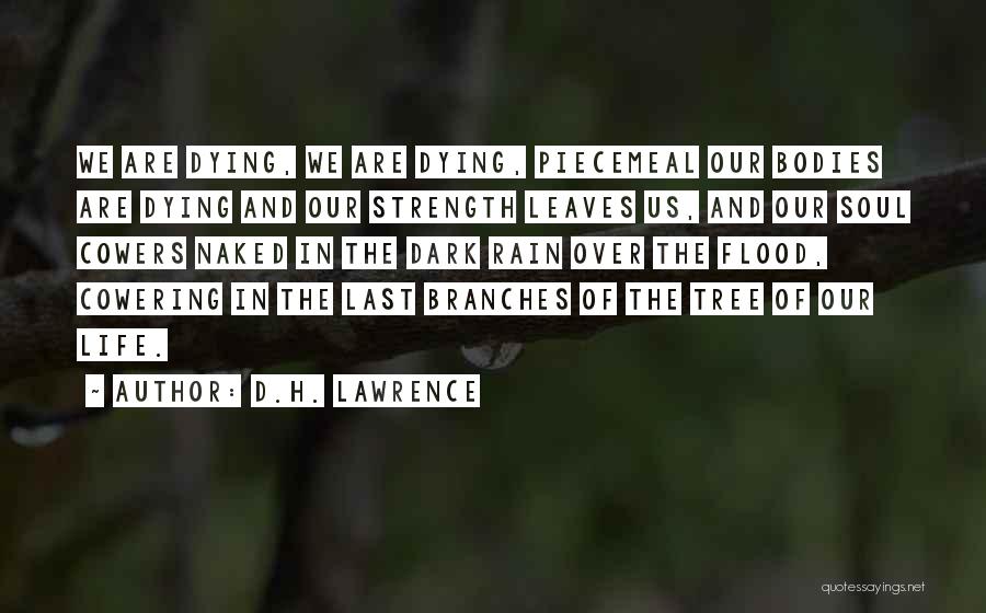 D.H. Lawrence Quotes: We Are Dying, We Are Dying, Piecemeal Our Bodies Are Dying And Our Strength Leaves Us, And Our Soul Cowers