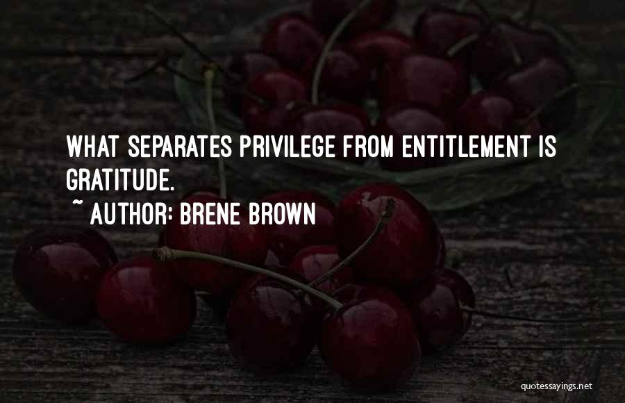 Brene Brown Quotes: What Separates Privilege From Entitlement Is Gratitude.