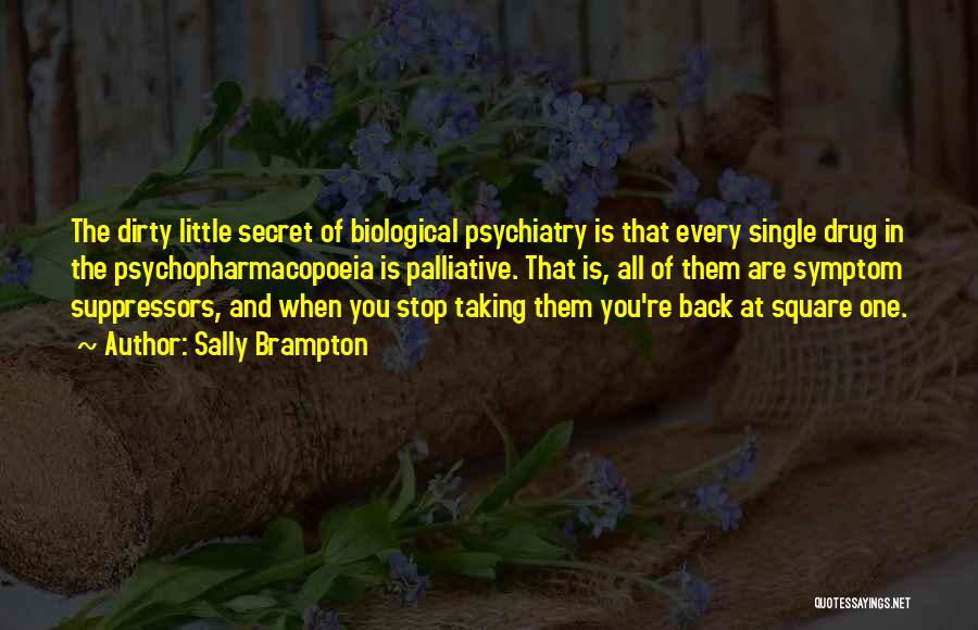 Sally Brampton Quotes: The Dirty Little Secret Of Biological Psychiatry Is That Every Single Drug In The Psychopharmacopoeia Is Palliative. That Is, All