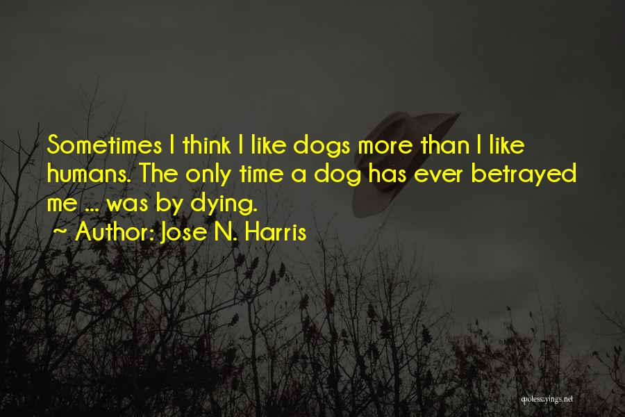 Jose N. Harris Quotes: Sometimes I Think I Like Dogs More Than I Like Humans. The Only Time A Dog Has Ever Betrayed Me