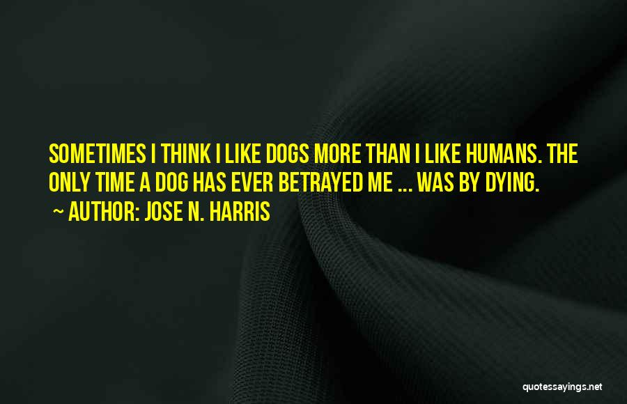 Jose N. Harris Quotes: Sometimes I Think I Like Dogs More Than I Like Humans. The Only Time A Dog Has Ever Betrayed Me