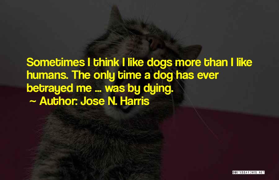 Jose N. Harris Quotes: Sometimes I Think I Like Dogs More Than I Like Humans. The Only Time A Dog Has Ever Betrayed Me