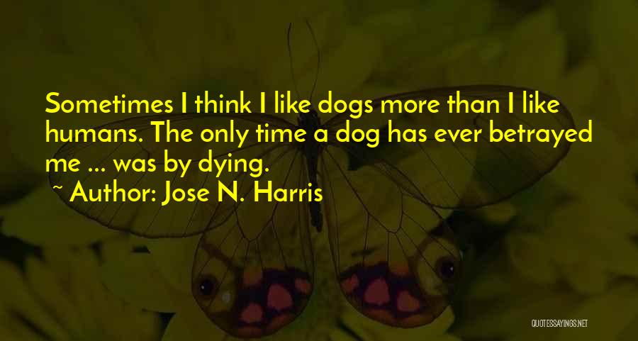 Jose N. Harris Quotes: Sometimes I Think I Like Dogs More Than I Like Humans. The Only Time A Dog Has Ever Betrayed Me