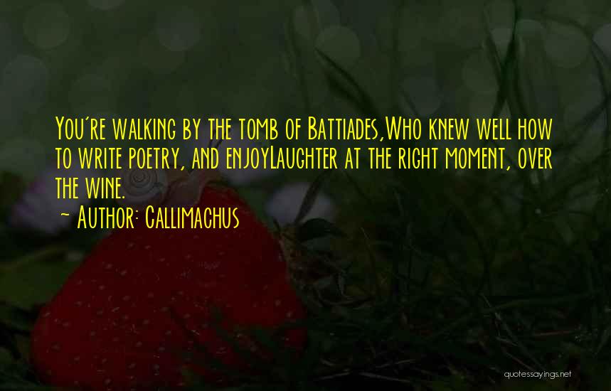 Callimachus Quotes: You're Walking By The Tomb Of Battiades,who Knew Well How To Write Poetry, And Enjoylaughter At The Right Moment, Over