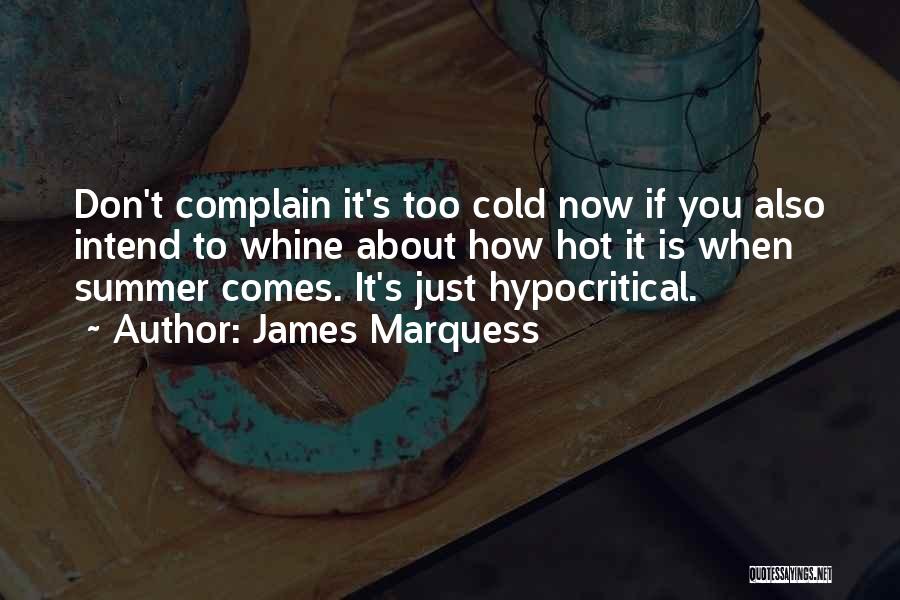 James Marquess Quotes: Don't Complain It's Too Cold Now If You Also Intend To Whine About How Hot It Is When Summer Comes.