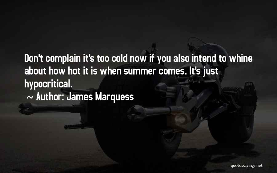 James Marquess Quotes: Don't Complain It's Too Cold Now If You Also Intend To Whine About How Hot It Is When Summer Comes.