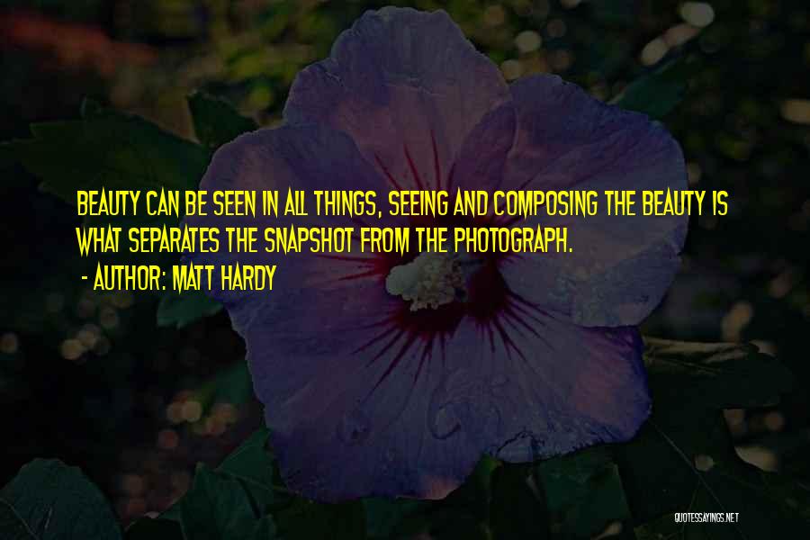 Matt Hardy Quotes: Beauty Can Be Seen In All Things, Seeing And Composing The Beauty Is What Separates The Snapshot From The Photograph.