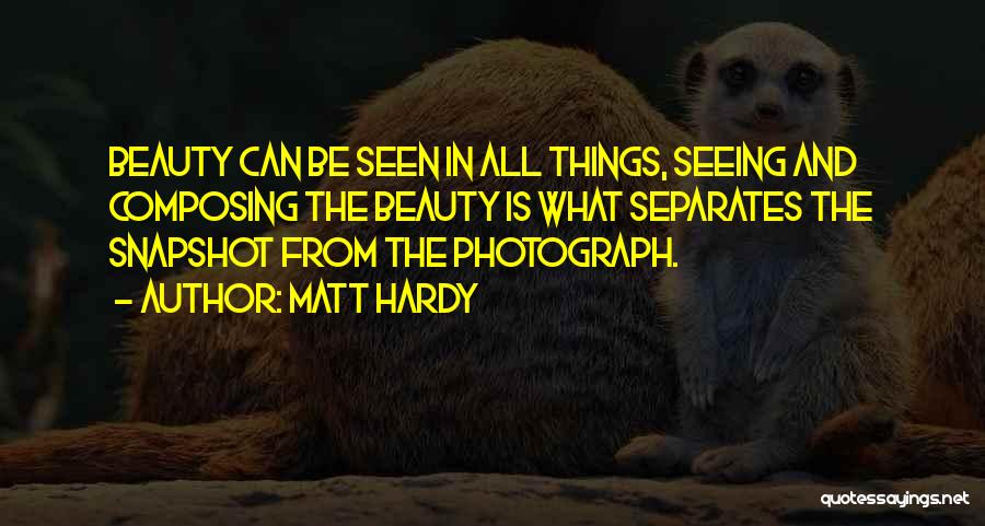 Matt Hardy Quotes: Beauty Can Be Seen In All Things, Seeing And Composing The Beauty Is What Separates The Snapshot From The Photograph.