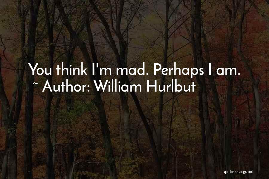William Hurlbut Quotes: You Think I'm Mad. Perhaps I Am.