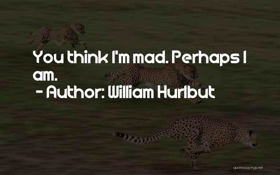 William Hurlbut Quotes: You Think I'm Mad. Perhaps I Am.