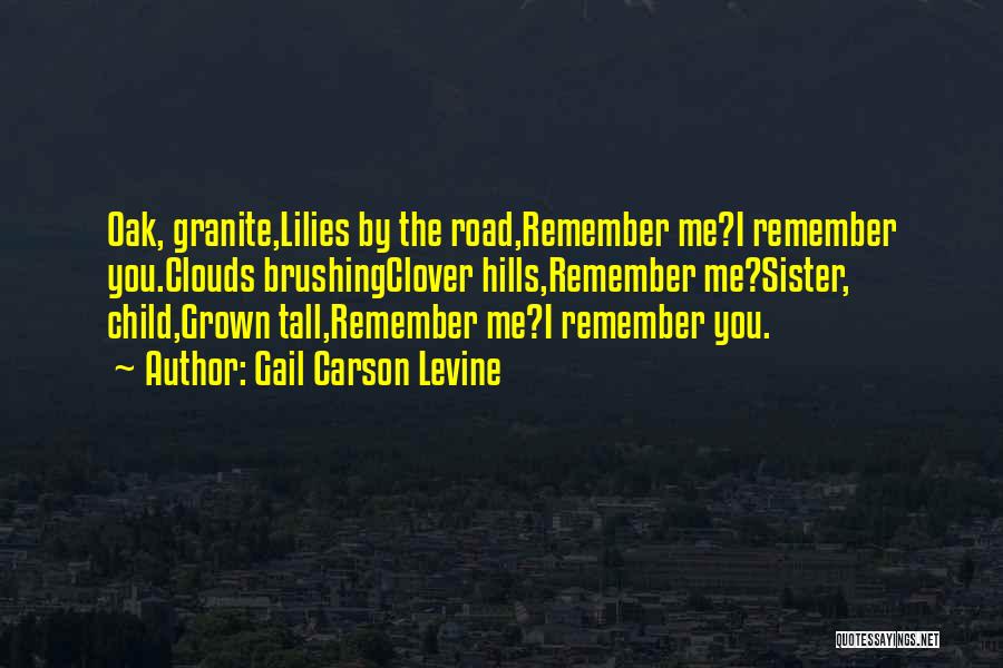 Gail Carson Levine Quotes: Oak, Granite,lilies By The Road,remember Me?i Remember You.clouds Brushingclover Hills,remember Me?sister, Child,grown Tall,remember Me?i Remember You.