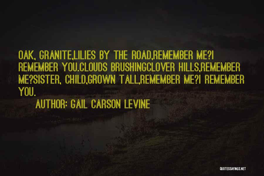 Gail Carson Levine Quotes: Oak, Granite,lilies By The Road,remember Me?i Remember You.clouds Brushingclover Hills,remember Me?sister, Child,grown Tall,remember Me?i Remember You.