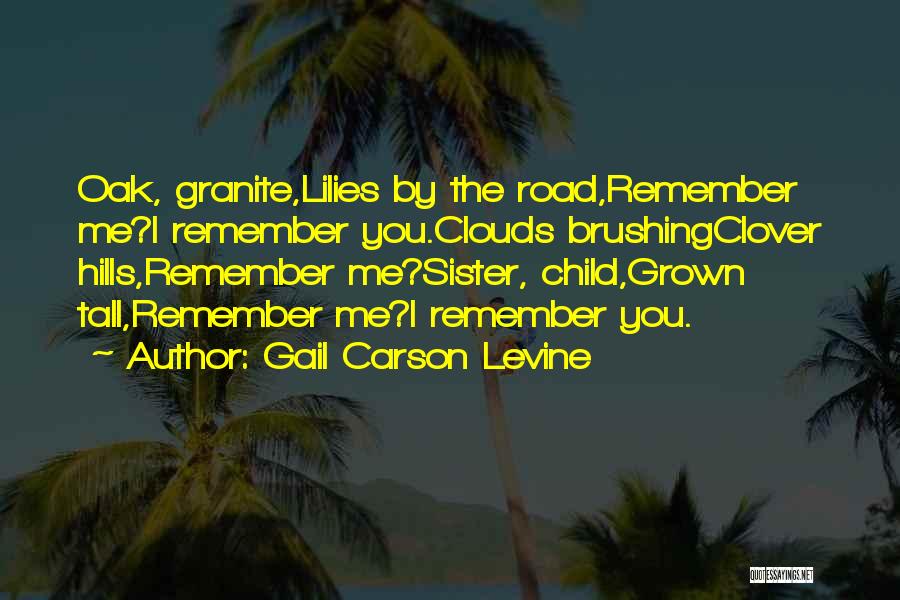 Gail Carson Levine Quotes: Oak, Granite,lilies By The Road,remember Me?i Remember You.clouds Brushingclover Hills,remember Me?sister, Child,grown Tall,remember Me?i Remember You.