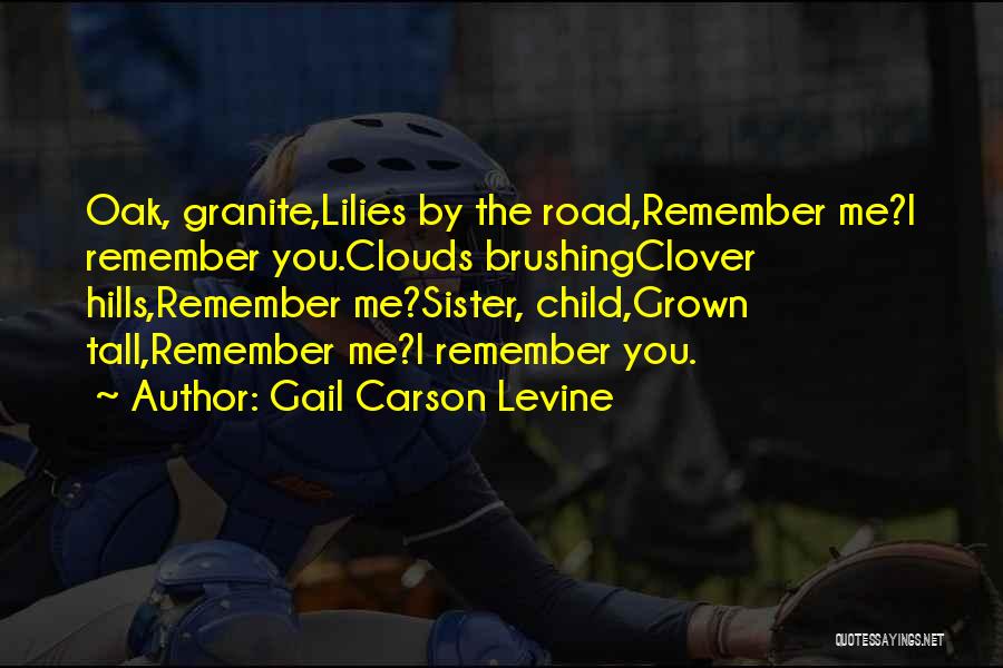 Gail Carson Levine Quotes: Oak, Granite,lilies By The Road,remember Me?i Remember You.clouds Brushingclover Hills,remember Me?sister, Child,grown Tall,remember Me?i Remember You.