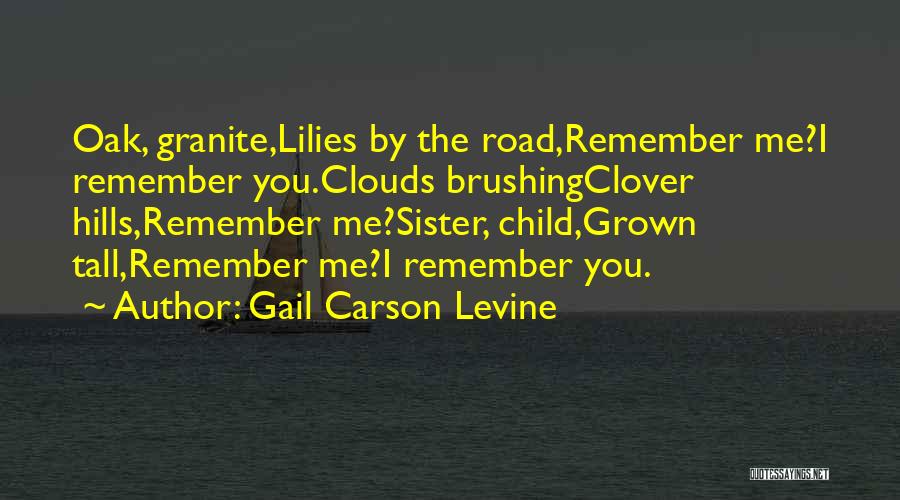 Gail Carson Levine Quotes: Oak, Granite,lilies By The Road,remember Me?i Remember You.clouds Brushingclover Hills,remember Me?sister, Child,grown Tall,remember Me?i Remember You.