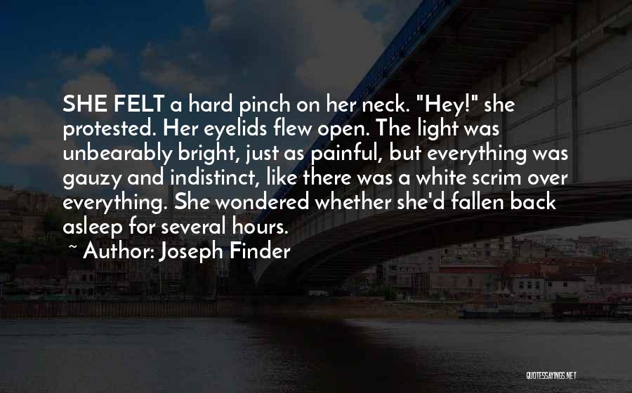 Joseph Finder Quotes: She Felt A Hard Pinch On Her Neck. Hey! She Protested. Her Eyelids Flew Open. The Light Was Unbearably Bright,