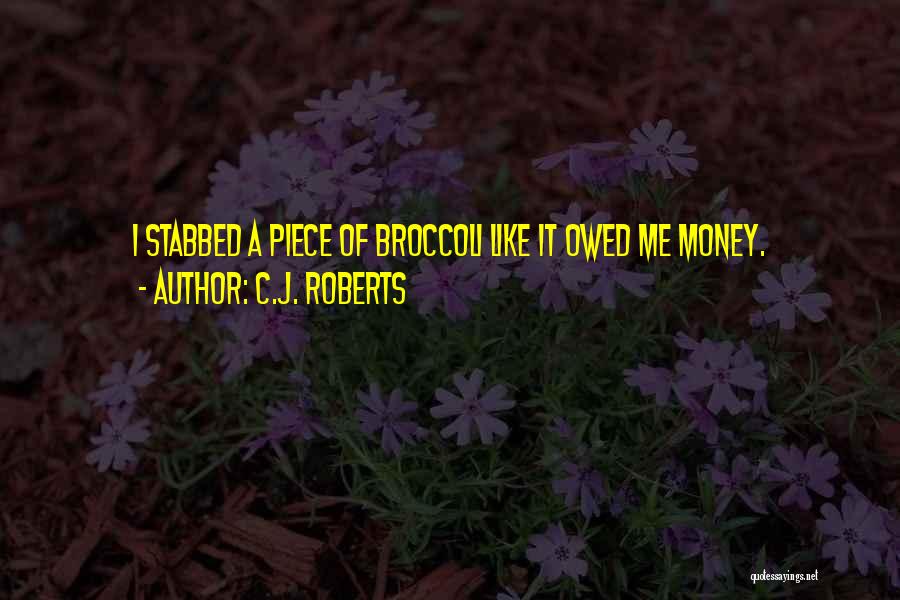 C.J. Roberts Quotes: I Stabbed A Piece Of Broccoli Like It Owed Me Money.