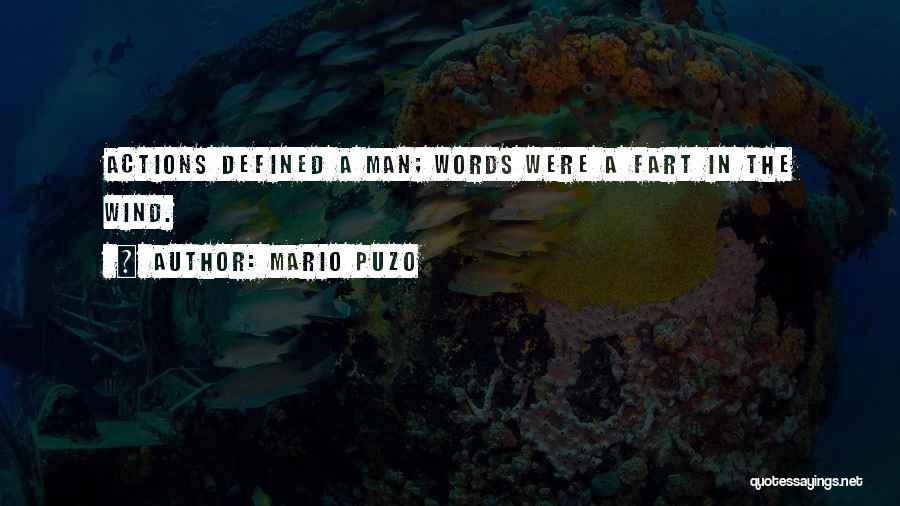 Mario Puzo Quotes: Actions Defined A Man; Words Were A Fart In The Wind.