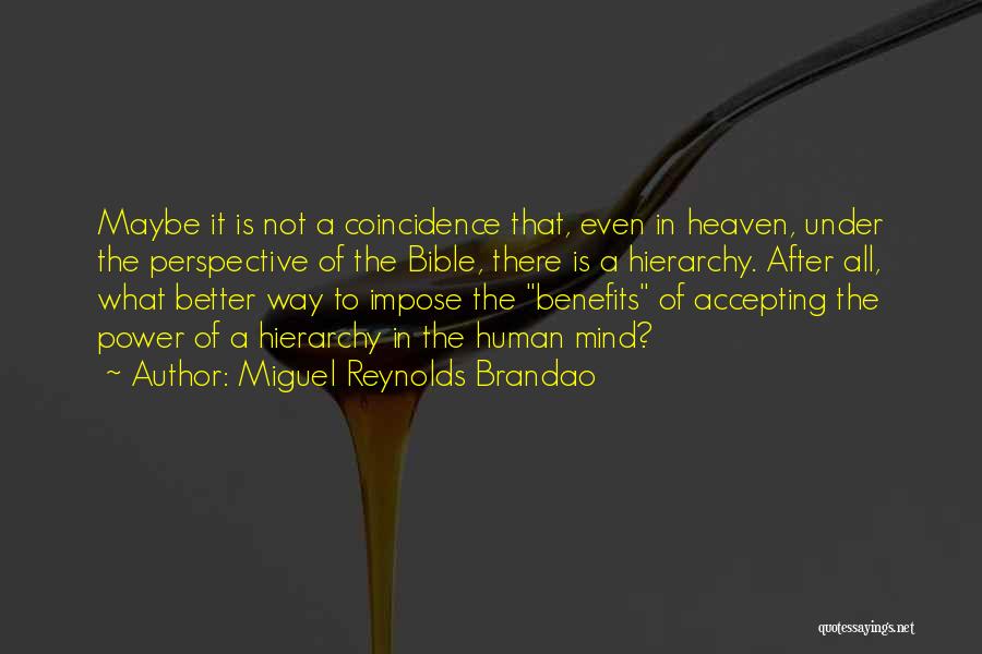 Miguel Reynolds Brandao Quotes: Maybe It Is Not A Coincidence That, Even In Heaven, Under The Perspective Of The Bible, There Is A Hierarchy.