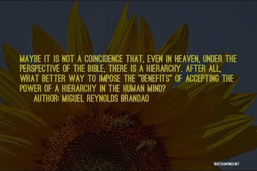 Miguel Reynolds Brandao Quotes: Maybe It Is Not A Coincidence That, Even In Heaven, Under The Perspective Of The Bible, There Is A Hierarchy.